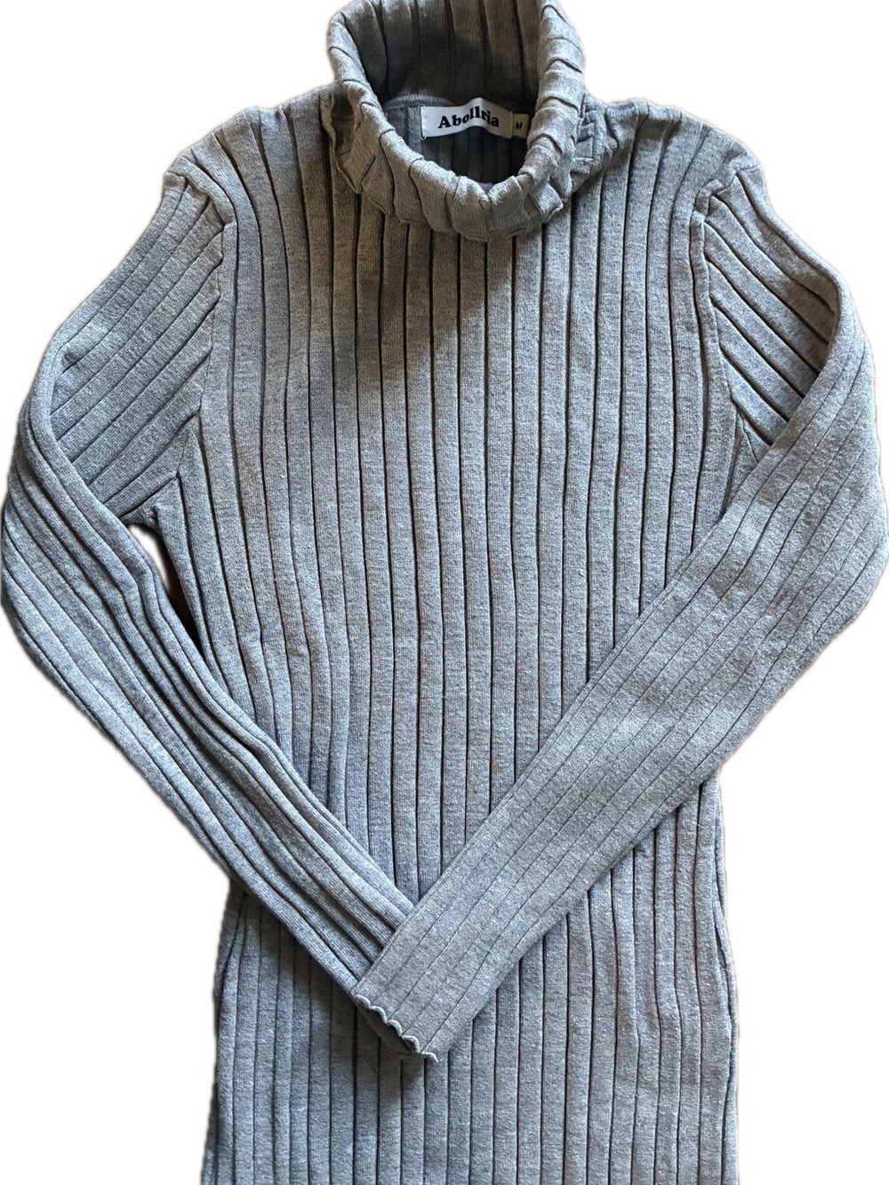 Gray Ribbed Turtleneck Sweater Top - Women's